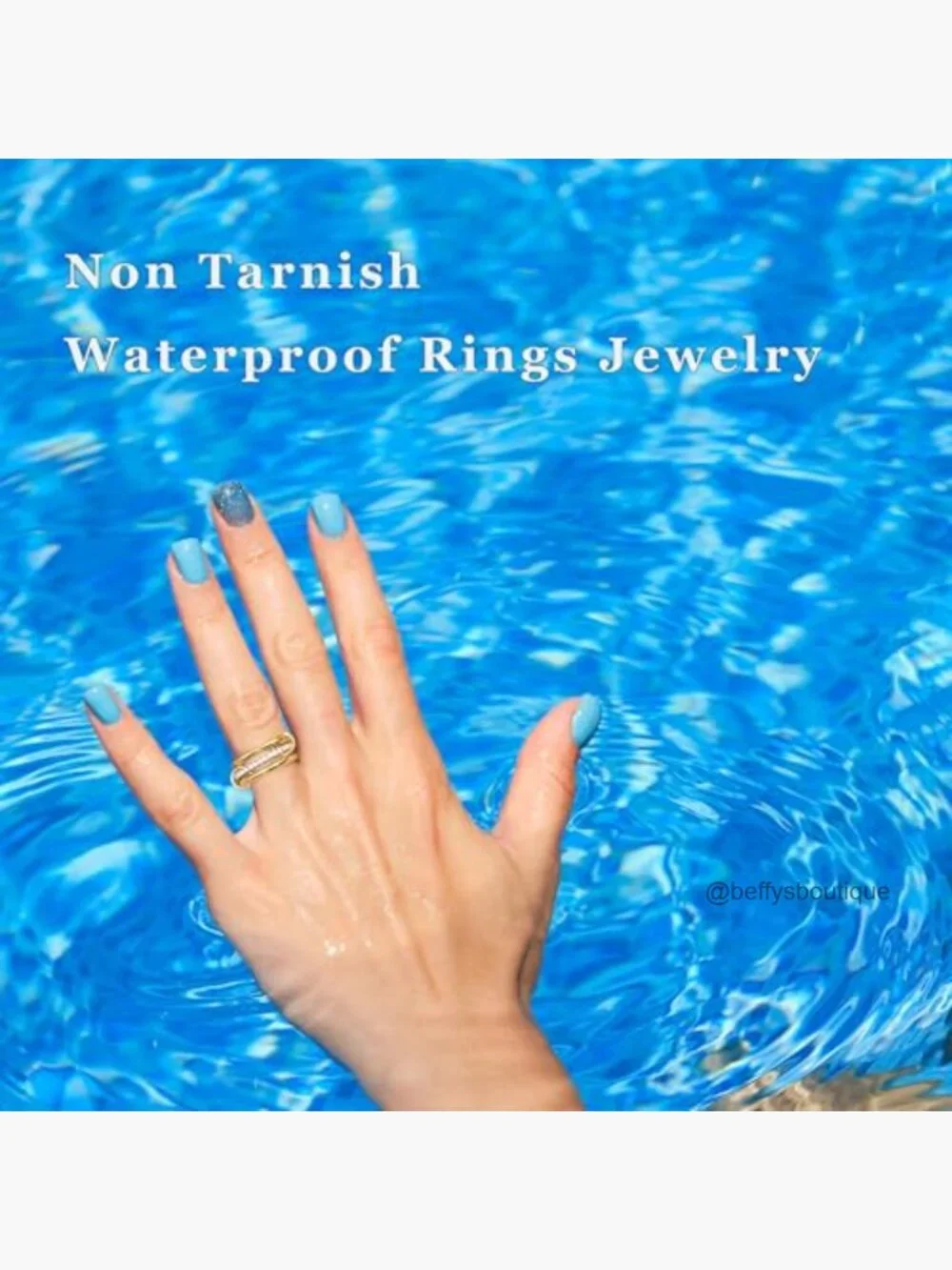 14K Gold Plated Interlocking Trinity Ring with CZ Stackable - Picture 4 of 7